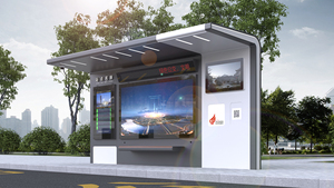 Pensilina per Fermata dell'Autobus con Schermo LCD Pubblicitario, Lightbox Digitali, Design Intelligente, Telaio in Alluminio, Panchina Resistente alle Intemperie - Product Image 3