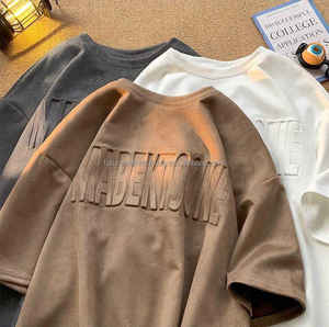 2025 personnalisé mode 3d tridimensionnel bosse en relief t-shirt 100% coton pull Premium hommes personnalisé en relief t-shirt - Product Image 4