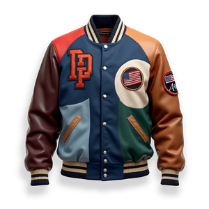 Chaqueta de bombardero con mangas de lana diseñada por fábrica para hombre, ajuste cómodo, bordado de primera calidad, aspecto de camuflaje impermeable - Product Image 2