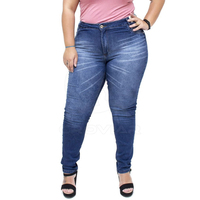 Jeans déchirés décontractés taille haute élastiques et colorés brodés sur mesure pour femme grande taille – Vente en gros