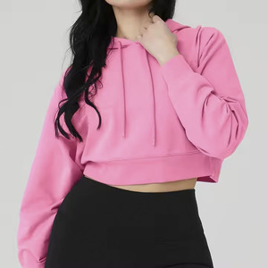 Nuevas sudaderas con capucha de invierno para mujer de alta calidad, de punto, con cremallera completa, hombros caídos, logo frontal sólido, de poliéster/algodón - Product Image 5