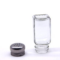 Pot à épices carré en verre de qualité alimentaire à quatre côtés, 120 ml, avec joint hermétique pour assaisonnement de cuisine et saupoudrage BBQ