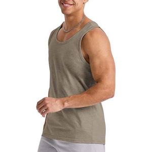 Couleur unie personnalisée vêtements pour hommes débardeurs Gym Fitness décontracté haute rue porter coton respirant chemises d'entraînement hommes débardeurs - Product Image 3