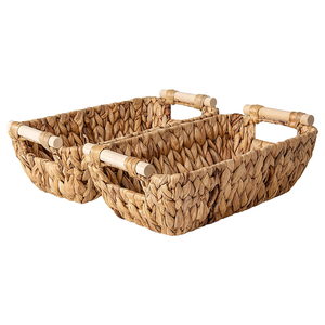 ตะกร้าเก็บของขนาดเล็กสำหรับจัดในห้องน้ำพร้อมมือจับไม้ - Product Image 1