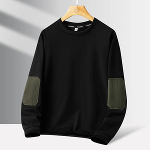 Sudadera con capucha informal de talla grande para hombre, camisa de manga larga con parche bordado y patrón sólido para otoño, tallas grandes disponibles - Product Image 3