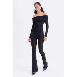 Pantalones Ajustados de Encaje - Negros - Product Image 2