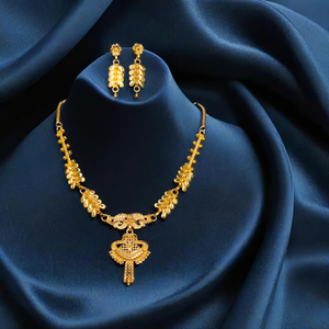 Listo para enviar collar pendientes conjunto con 22K chapado en oro estilo único mujeres usan collar pendientes conjunto joyería - Product Image 3