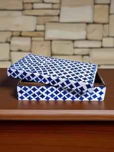 Boîte de rangement de bijoux en incrustation d'os Blue Mughal Design - Product Image 5