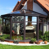 Véranda autoportante en aluminium avec verre incliné Low-E, protection anti-UV, pour toutes les saisons, idéale pour villa, jardin, résidence