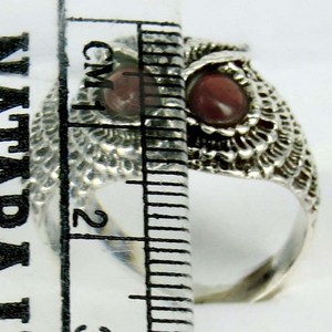 Bagues en argent sterling 925 en forme de hibou avec grenat rouge, style bohème, sertissage clos, bijoux certifiés, vente en gros - Product Image 2