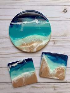 จานรองแก้วอีพ็อกซี่ทำมือพร้อมโลโก้กำหนดได้เองจากโรงงานอินเดียสำหรับเสื่อและแผ่นรองจาน - Product Image 5