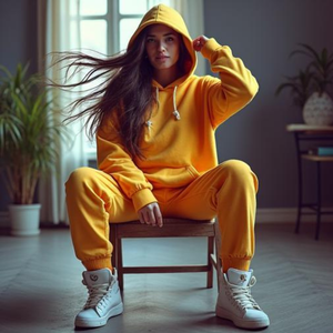 ชุดเซ็ตเสื้อฮู้ดและกางเกงวอร์มสำหรับผู้หญิง ผ้าฟลีซเนื้อหนาปานกลาง พร้อมผ้าเนื้อนุ่มสบาย ดีไซน์ปักลาย  รับผลิตแบบ OEM/ODM - Product Image 6