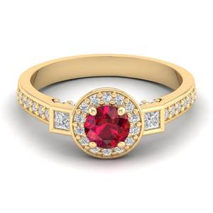 Bague Halo REYES en Or Massif 14K avec Rubis Taille Brillant Rond de 0,5 Carat et Moissanite Certifiée GRA – Bijoux Fins - Product Image 6