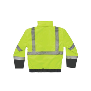 Chaqueta DE SEGURIDAD reflectante de poliéster Hi Vis naranja Logotipo personalizable Cremallera Ropa DE TRABAJO Abrigo fluorescente de alta visibilidad Estilo Bombardero - Product Image 3