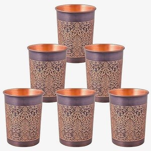 Meilleure vente de verre gravé en métal cuivre pur fait à la main pour la maison hôtel restaurant utilisé au meilleur prix - Product Image 3