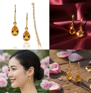 มาใหม่925เงินสเตอร์ลิง18K ต่างหูชุบทอง18K พร้อมลูกแพร์พลอยสีเหลืองสำหรับเป็นของขวัญแต่งงาน - Product Image 4