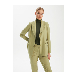 Veste pour femme en mélange de viscose avec détails de boucle métallique complexe, double poche, manches longues, très colorée - Product Image 1