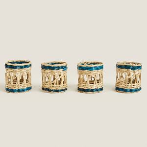 Anneau de frange de serviette en jonc de mer de haute qualité anneaux tissés à la main pour porte-serviettes en osier tissé accessoires de table de noël - Product Image 4