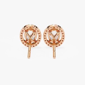 ต่างหูห่วงเพชรทรงกลมแบบห่วงห่วงกลมสำหรับปลูกในห้องทดลองต่างหูสีเหลืองทอง - Product Image 2