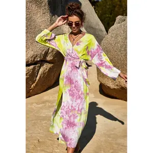 Nouveau Tie Dye surdimensionné Kimono taille naturelle maillot de bain couverture Ups décontracté Resort porter respirant lavable bohème vacances - Product Image 1