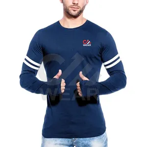 SIGH-Camiseta de manga larga para hombre, camisa 2023 de algodón de alta calidad con estampado a rayas de colores lisos para el brazo, tallas personalizadas 100