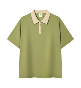 เสื้อยืดแขนสั้นปกสีตัดกันมีซิปครึ่งซิปโลโก้ออกแบบได้ตามต้องการ - Product Image 4