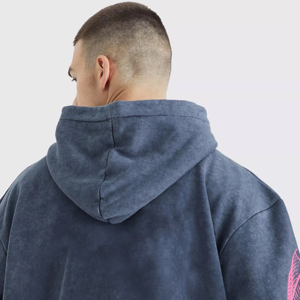 Sudadera con Capucha de Alta Calidad 100% Algodón Lavado con Ácido, Informal, Ajustable, Térmica, Diseño Urbano, Color Sólido, Ropa de Invierno - Product Image 3