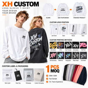 XH Custom 230G 100% Combed Cotton <b>Long</b> Sleeve T <b>Shirt</b> Men Oversized Blank <b>Tee</b> - Product Image 3