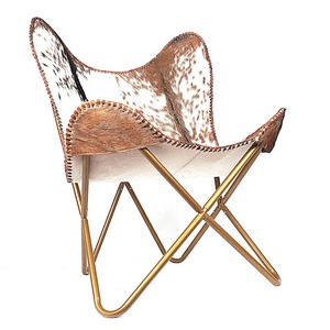 Foldable Cowhide Leather Butterfly <b>Chair</b> Rustic Leisure Style <b>for</b> Living Room Garden Bedroom Hotel-Relaxing Outdoor Application - Product Image 4
