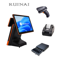 Terminal de point de vente Wi-Fi 6 avec écran tactile 15,6 pouces, Windows/Android, caisse enregistreuse tout-en-un pour magasins de vêtements, restaurants, garantie d'un an