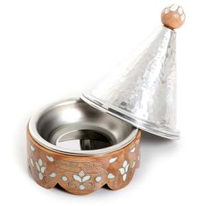 Serveur de desserts en bois et nacre avec couvercle en acier Boîte de serveur de bonbons de restaurant de qualité supérieure en vrac - Product Image 6