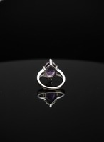 Bague de luxe en argent 925 minimaliste, certifiée par un tiers, avec améthyste taille poire, pour fiançailles, mariage, anniversaire, cadeau chrétien