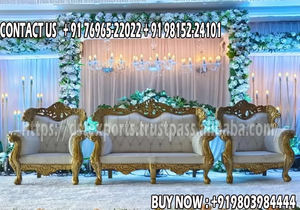 Magnífico Conjunto de Muebles para Escenario de Boda, Sofá Plateado y Dorado para Escenario de Boda, Elegante Conjunto de Asientos para Escenario de Boda, EE. UU. - Product Image 4