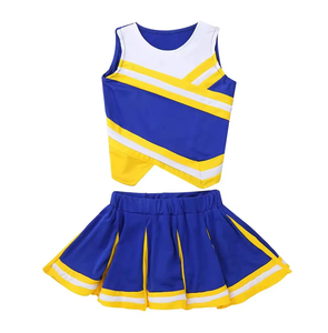 Conjunto de Dos Piezas para Animadora, Top sin Mangas con Cuello Redondo y Falda Plisada, Uniforme Deportivo con Bloques de Color, Primavera Verano - Product Image 3