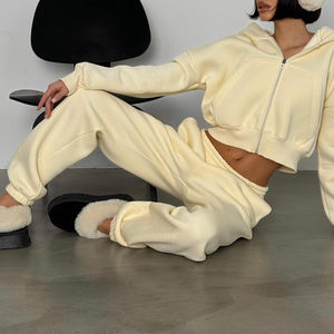 เซ็ตชุดวอร์มมีฮู้ดแบบมีซิปชุดวอร์มกางเกงวอร์มเอวลอยและมีฮู้ดแบบรูดซิปสามารถซักได้ตามต้องการ - Product Image 5