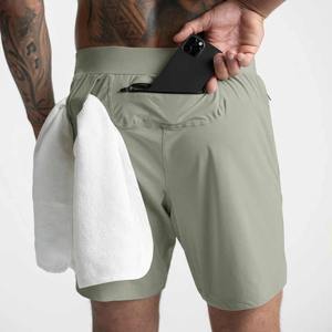 Pantalones cortos deportivos informales de secado rápido para hombre, pantalones de playa finos de seda helada, estilo Formal de cintura media, logotipo personalizado, bolsillo trasero, opciones móviles - Product Image 1