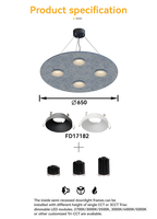 Luminaire suspendu LED acoustique en feutre PET 100% recyclé, éclairage pour la maison et le bureau, hauteur réglable, intensité variable