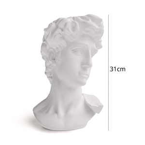 Escultura Decorativa de Resina de David de 31 cm, Blanca, Tradicional Italiana, Florero de Mesa - Product Image 5