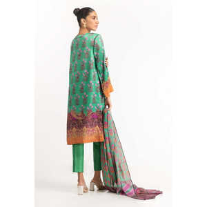 ชุดสูทผ้าไหมชามูสพิมพ์ลายดิจิตอลสีเขียวสำหรับผู้หญิง - Product Image 4