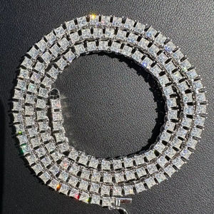 Elegante Collar de Cadena de Tenis con Diamantes de Moissanita con Corte Princesa VVS y Plata de Ley 925, Brillante, para Regalo de Cumpleaños para Mujer - Product Image 1