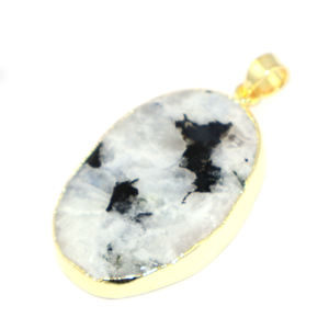 Delicate Design White Moon Stone Irregular Shape 18K Electroplated Pendant Brass Metal Fashionable Jewellery for Women Wholesale - Product Image 2
