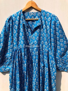 Robe maxi en gaze de coton, imprimé indien en bloc, bohème, été, femmes, OEM et approvisionnement en vrac au meilleur prix - Product Image 6