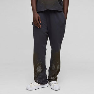 Pantalon de jogging évasé décontracté Streetwear pour hommes 100% coton Rhinestone Decor Baggy Fit Distressed Custom OEM Design - Product Image 4