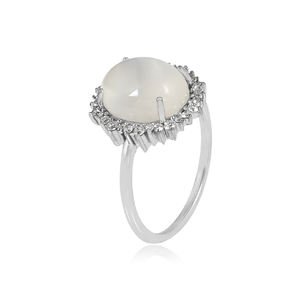 925แหวนเงินสเตอร์ลิงสุดฮิตประดับพลอยเพทายจากดวงจันทร์สีรุ้งธรรมชาติใหม่ขายดีเครื่องประดับงานเลี้ยงครบรอบแต่งงาน - Product Image 2