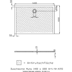 Plato de Ducha Antideslizante Blanco de 1400x1000x30mm para Baño y Aseo de HOESCH - Product Image 3