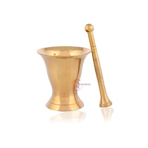 Mortier et pilon en laiton massif de couleur or de forme ronde avec la plus grande qualité ensemble de mortier et de pilon de taille personnalisée fait à la main - Product Image 3