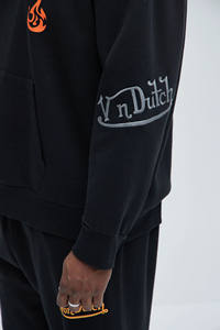 Nouvelle mode pull à capuche à épaules tombantes imprimé personnalisé grande taille 100% coton brodé teint en gros - Product Image 4