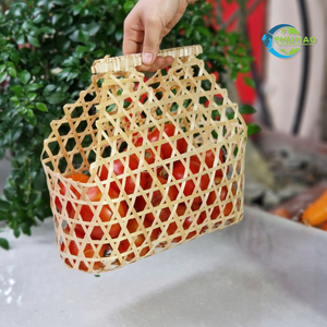 PANIER CADEAU EN BAMBOU naturel Durable, réutilisable et idéal pour les aliments gastronomiques et les paniers de fruits Rangement Décoration intérieure - Product Image 2