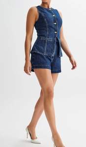 เซตผ้ายีนส์ลำลองของผู้หญิงเสื้อแจ็คเก็ตมีกระดุมลายพื้นสำหรับฤดูหนาวสินค้าขายดี - Product Image 6