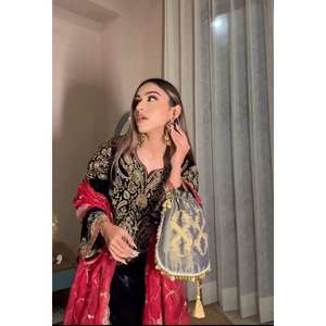 Salwar Kameez de Terciopelo de Alta Calidad para Mujer, Mangas Largas, Elegante Dupatta de Georgette, para Fiestas, Uso Diario, Secado Rápido, para Todas las Temporadas - Product Image 3